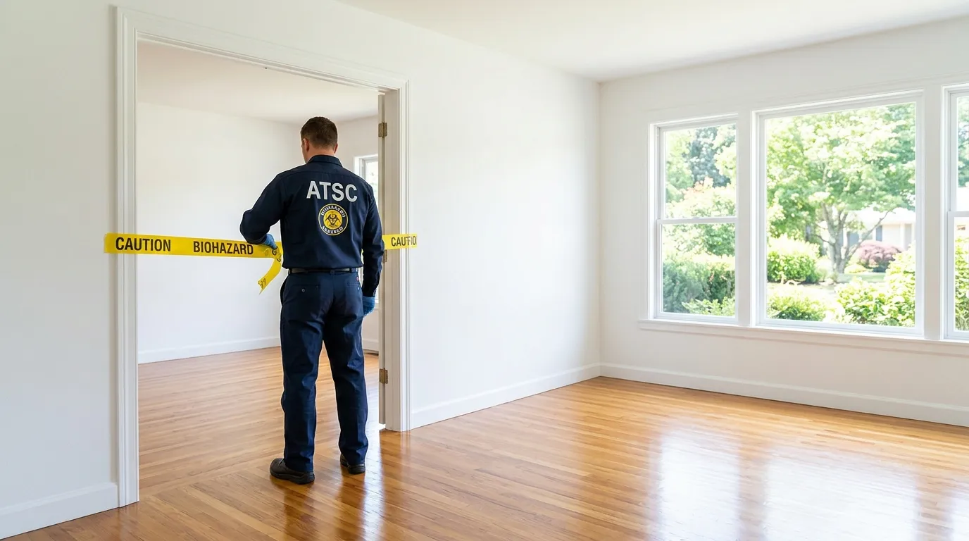 Certified biohazard cleanup crew performing Decomposition Cleanup in Bowie